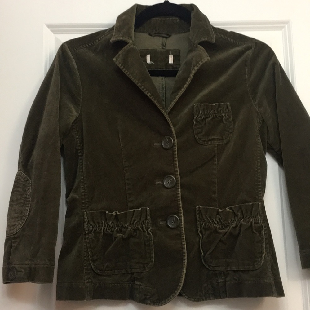 Olive Green Velour Jacket - Picture 1 of 10